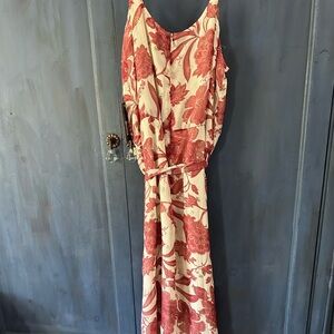 Vince Camuto Red and Cream Floral Maxi Dress